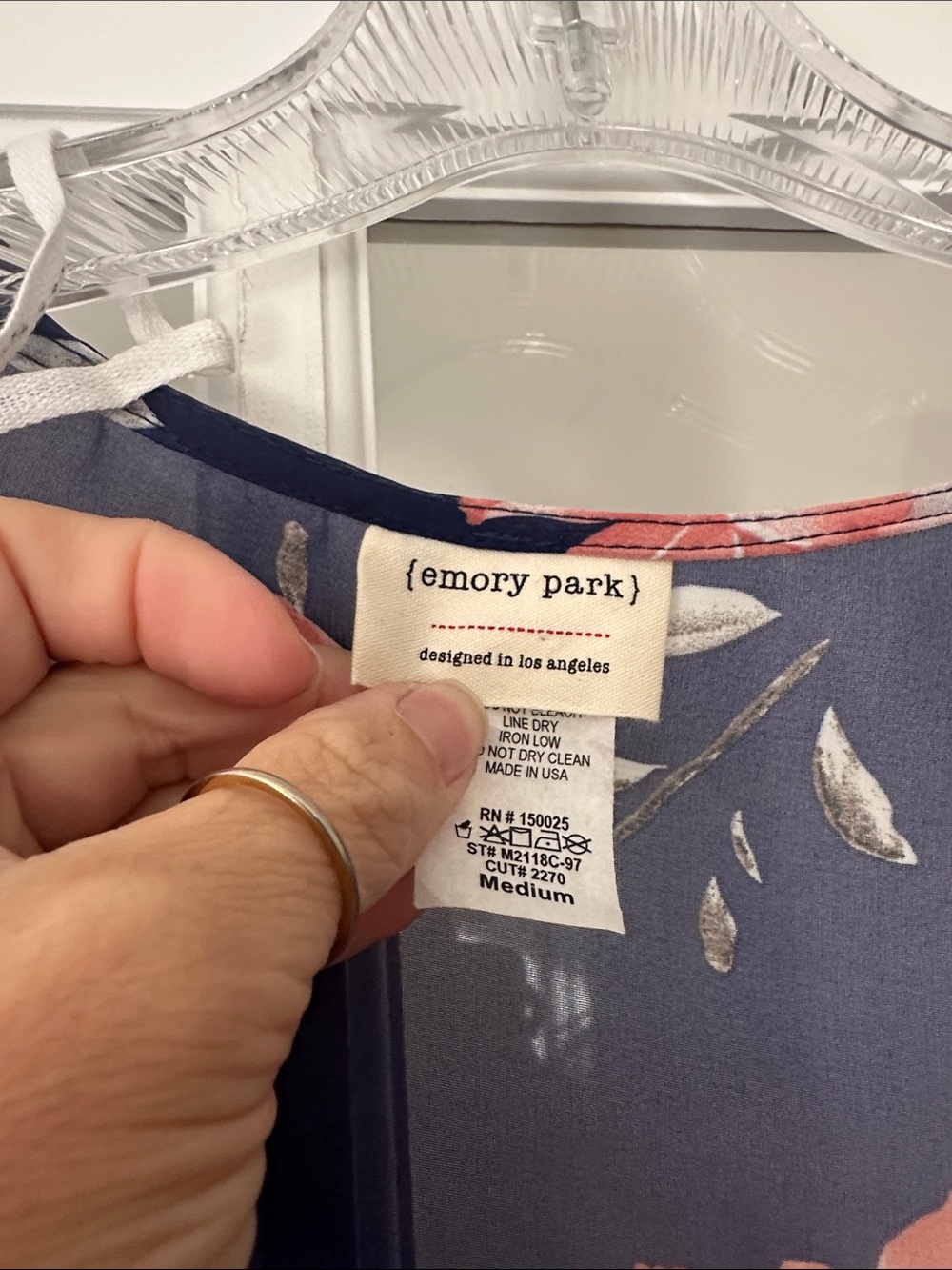 emory park Navy Floral Sheer Overlay with Pink Rose Accents - Picture 2 of 3